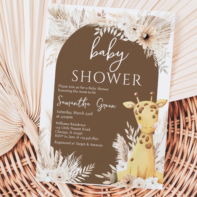 Invitación Ducha de Bebé Jirafa Boho (Subido por el creador)