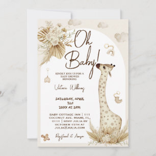 Invitación ducha de bebé jirafa boho guardería