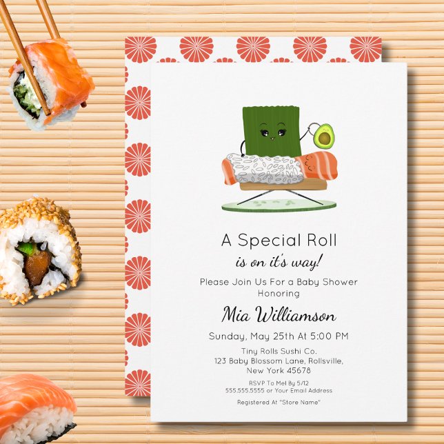 Invitación Ducha de Bebé Kawaii: Tema de Sushi y Rollo de Sal (Subido por el creador)