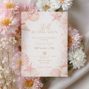 Invitación Ducha de Bebé: La Concha Llegará Pronto Niña