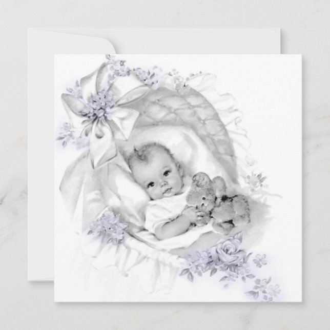Invitación Ducha de bebé lavanda (Anverso)