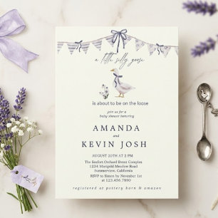 Invitación Ducha de bebé Lavanda Loco Ganso sin género