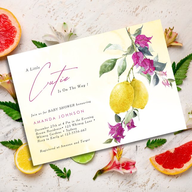 Invitación Ducha de bebé Lemon Citrus Cutie Mama's main Squee (Subido por el creador)