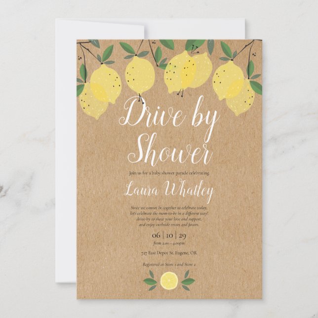 Invitación Ducha De Bebe Lemones Rústicos (Anverso)