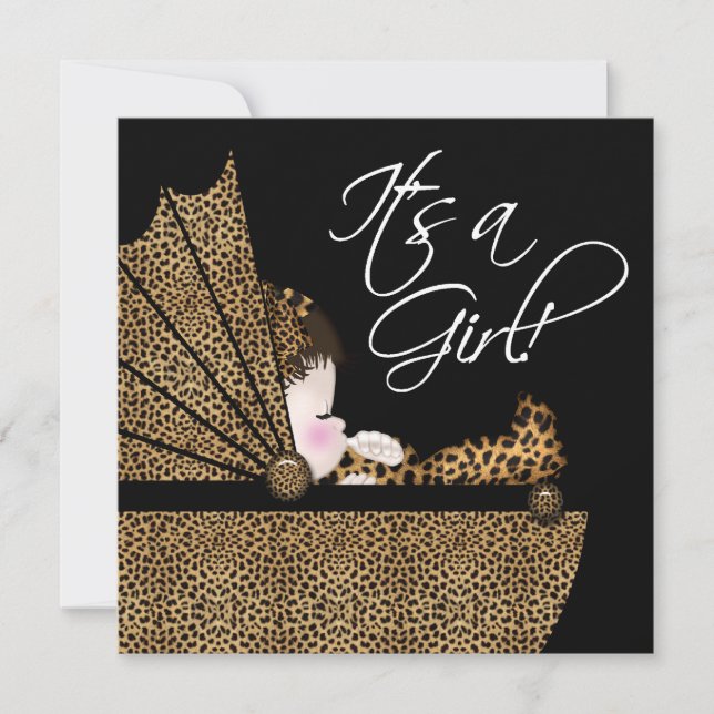Invitación Ducha de Bebé Leopardo Niña (Anverso)