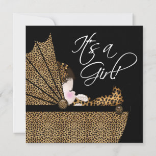 Invitación Ducha de Bebé Leopardo Niña