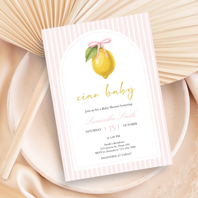 Invitación Ducha de Bebé Limón Ciao (Lemon Ciao Baby Shower Invitation)