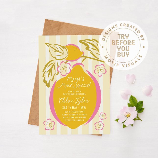 Invitación Ducha de Bebé Limón El Gran Amor de Mamá (Subido por el creador)
