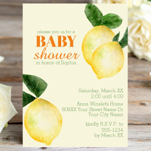 Invitación Ducha de Bebé Limones Acuarela Amarillo