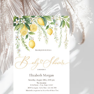 Invitación Ducha de Bebé Limones en Flor Mediterráneos