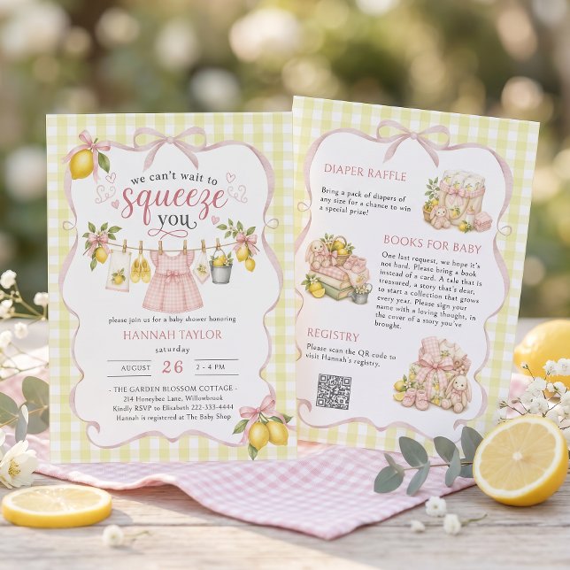 Invitación Ducha de bebé Línea de ropa con limón exprimido (Subido por el creador)