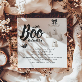 Invitación Ducha de Bebé Little Boo Casi Llega en Halloween