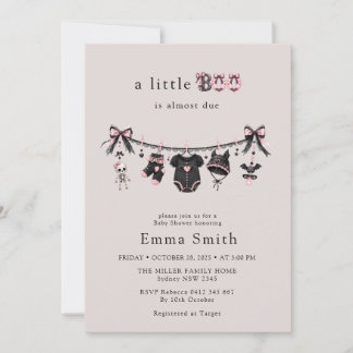 Invitación Ducha de bebé Little Boo Clothesline Girl