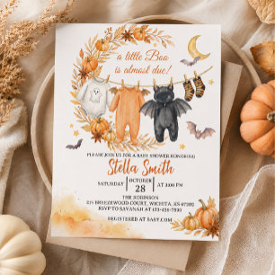 Invitación Ducha de Bebé Little Boo de Halloween