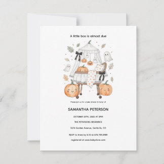 Invitación Ducha de bebé Little boo Halloween
