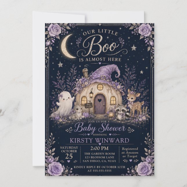 Invitación Ducha de bebé Little Boo Otoño (Anverso)