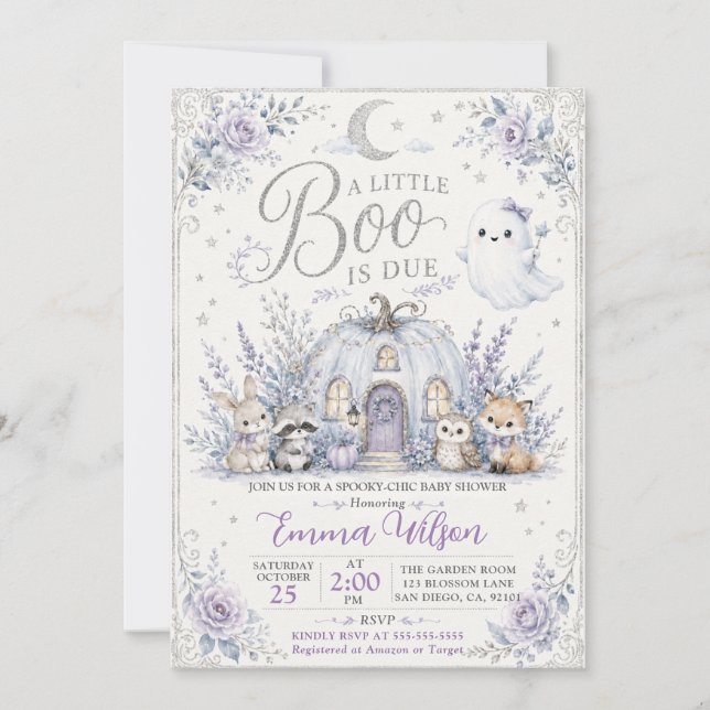 Invitación Ducha de bebé Little Boo Spooky (Anverso)