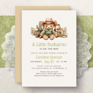 Invitación Ducha de bebé Little Buckaroo Western neutra en cu