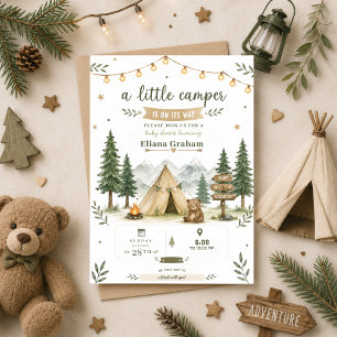 Invitación Ducha de bebé Little Camper Bosque Niño al aire li
