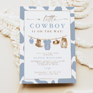 Invitación Ducha de bebé Little Cowboy de Cordel de Ropa Azul