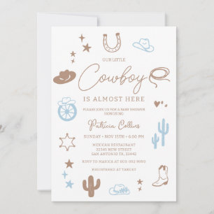 Invitación Ducha de bebé Little Cowboy Modern Wild West