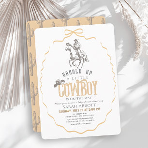 Invitación Ducha de bebé Little Cowboy Western Beige Bow