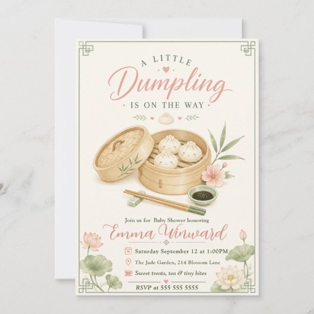 Invitación Ducha de Bebé Little Dumpling (Anverso)