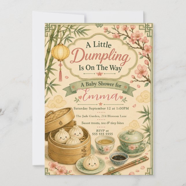 Invitación Ducha de Bebé Little Dumpling (Anverso)