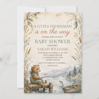Invitación Ducha de bebé Little Fisherman