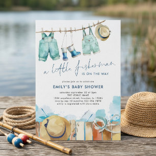 Invitación Ducha de bebé Little Fisherman Clothesline