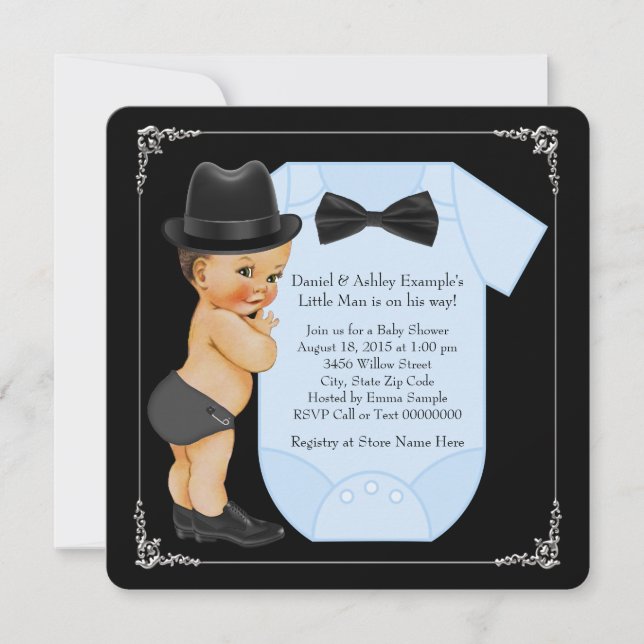 Invitación Ducha de bebé Little Man (Anverso)