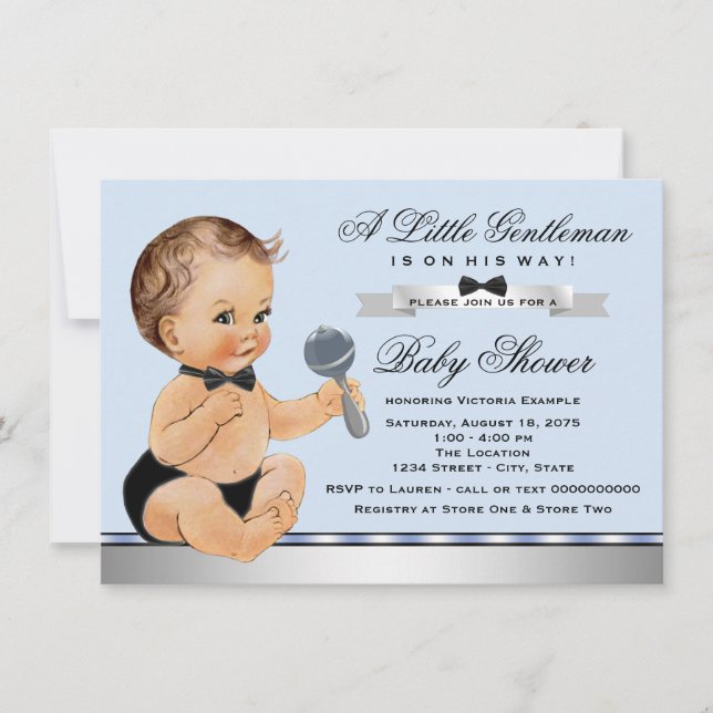 Invitación Ducha de bebé Little Man (Anverso)