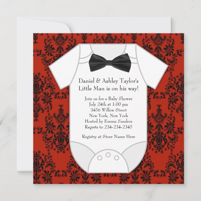 Invitación Ducha de bebé Little Man (Anverso)
