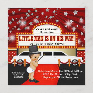 Invitación Ducha de bebé Little Man Limousine Estrella de Cin