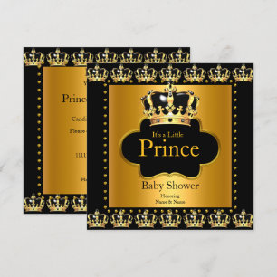 Invitación Ducha de bebé Little Prince Niño Corona Negra Dora