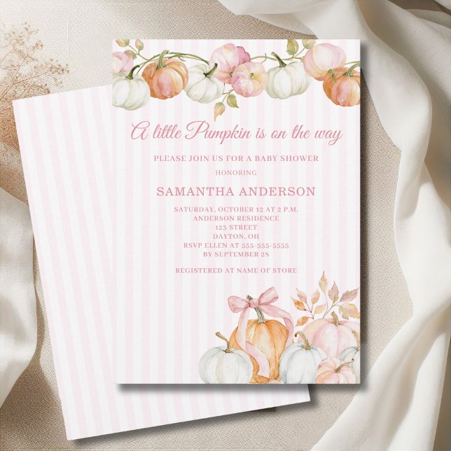 Invitación Ducha de bebé Little Pumpkin Blush Pink  (Subido por el creador)