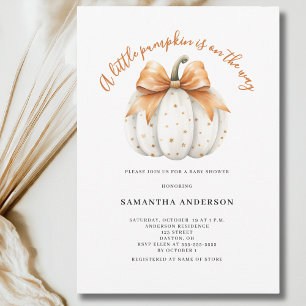 Invitación Ducha de bebé Little Pumpkin Bow sin distinción de