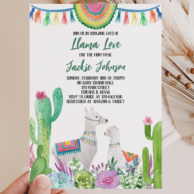 Invitación Ducha de bebé Llama Cactus (Subido por el creador)