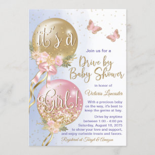 Invitación Ducha de bebé Lluvia de globos Mariposa Covid
