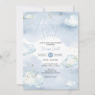 Invitación Ducha de bebé Lluvia de purpurina del cielo