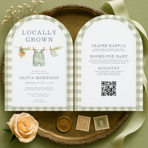 Invitación Ducha de Bebé Localmente Cultivada Todo en Uno
