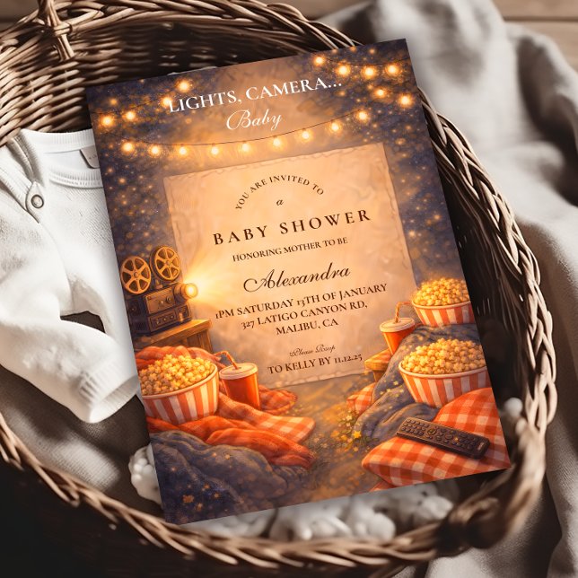 Invitación Ducha de bebé Luces Cámara (Subido por el creador)