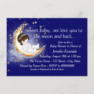 Invitación Ducha de bebé Luna y de vuelta