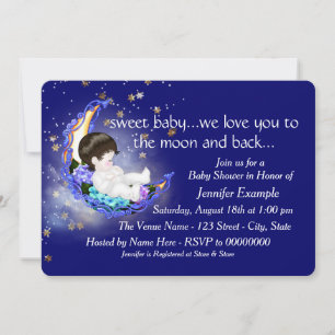 Invitación Ducha de bebé Luna y de vuelta