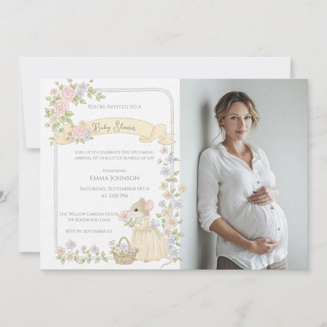 Invitación Ducha de Bebé Mágica de Ratones (Anverso)