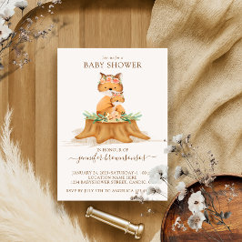 Invitación Ducha de Bebé Mamá Acuarela de Zorro