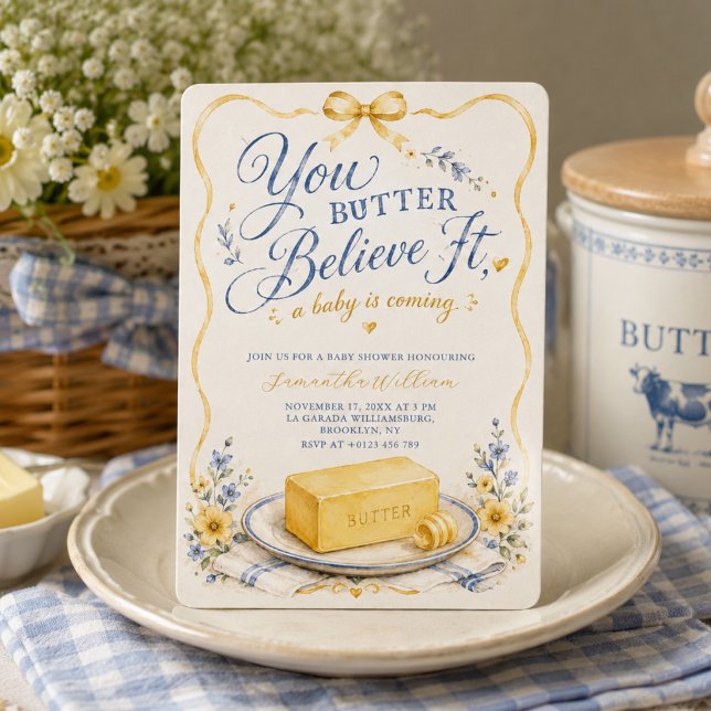 Invitación Ducha de Bebé Mantequilla Amarilla Cree Lo (Subido por el creador)