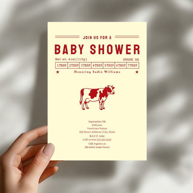 Invitación Ducha de Bebe Mantequilla Roja Neutral Roja (Subido por el creador)