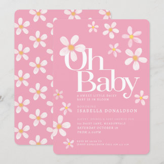 Invitación Ducha de bebé margarita oh bebé amarillo rosa blan