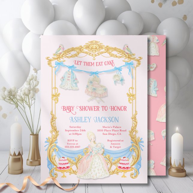 Invitación Ducha de bebé Marie Antoniette Que coman pastel (Subido por el creador)